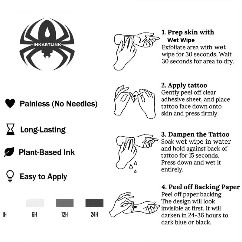 Rose with thorns Temporary Tattoo,Lasts To 15 Days New Technology Magic Waterproof Semi Permanent Sticker.