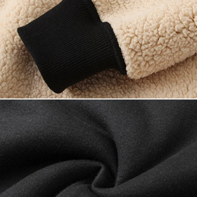 Trendy Sweatshirt Coat Front Pockets Warm Zipper Lamb Wool Jacket Men and Woman Winter Pure Color Plush Lined Cardigan Hoodie