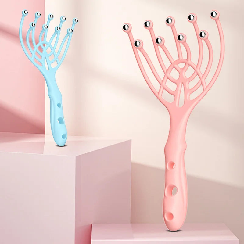 9 Claws Head Massager Scalp Massager Manual Steel Ball Massage Relaxation for Waist Back and Leg Stress Relief Aid Roller