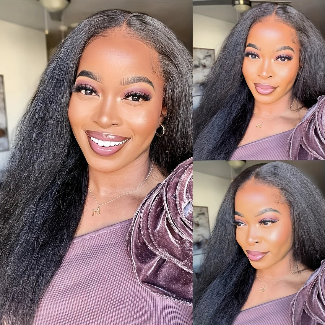 Kinky Straight Clip in Hair Extensions Seamless Clip ins Hair Extensions 16 Inch Real 100% Human Hair Straight Natural Color 1B