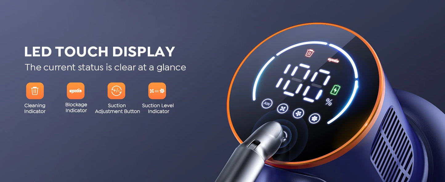 BUTURE 450W 38Kpa Suction Power Handheld Cordless Wireless Vacuum Cleaner for Home Appliance 1.2L Dust Cup Removable Battery
