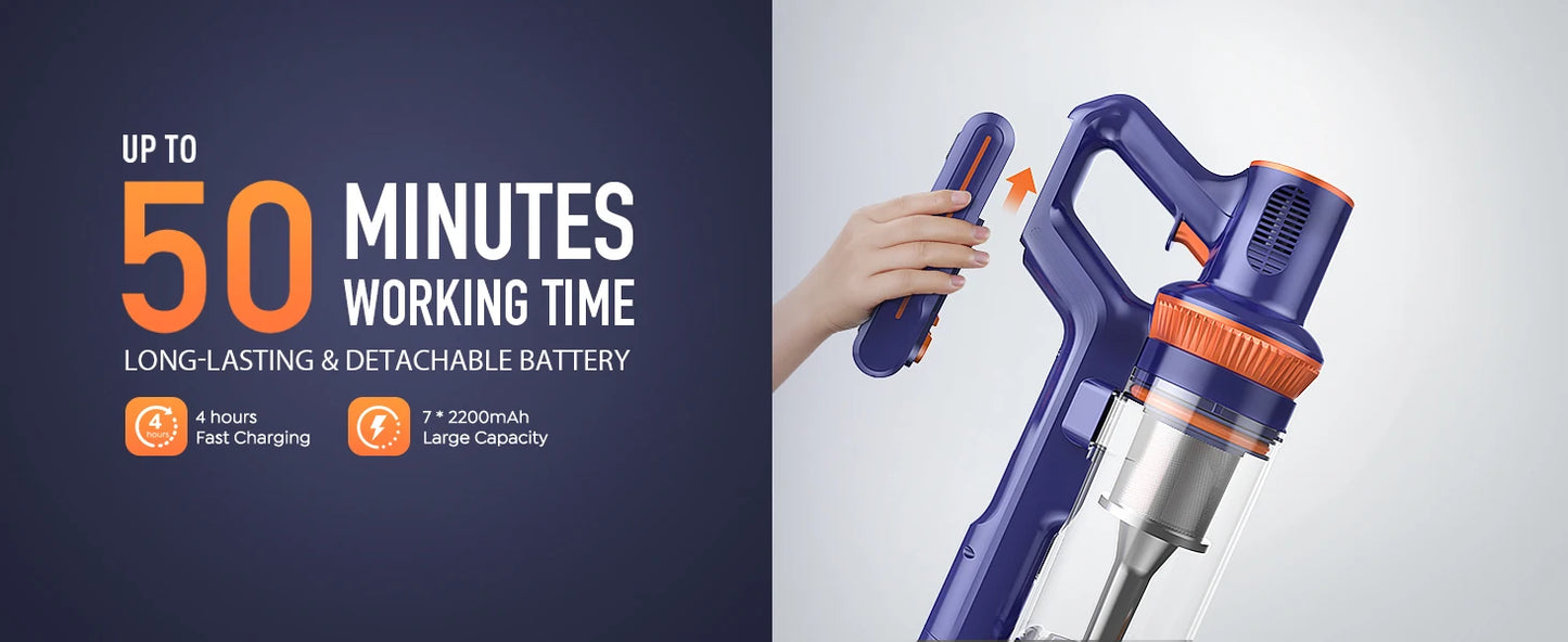 BUTURE 450W 38Kpa Suction Power Handheld Cordless Wireless Vacuum Cleaner for Home Appliance 1.2L Dust Cup Removable Battery