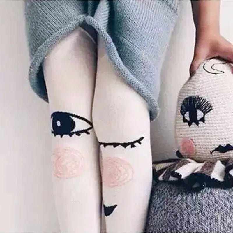 Baby Girls Pants Tights 1-7Y Kids New Autumn Winter Warm Cute Cartoon Big Eyes Pant Long Stockings Velvet Stock For Girls