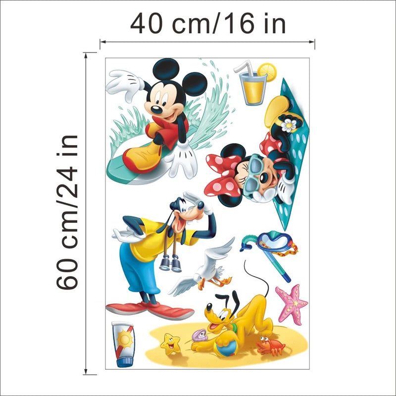 Cartoon Mickey Minnie Wall Stickers For Kids Room Bedroom Wall Decoration Movie Posters Door Sticker Gifts for kids