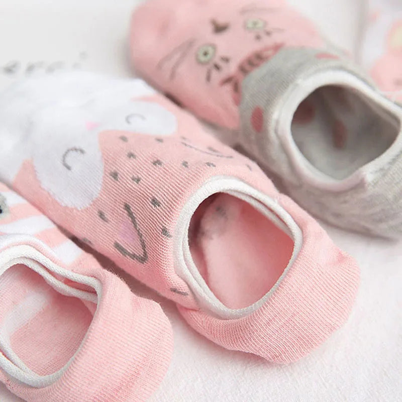 1 Pairs Cartoon Unicorn Cat Fox Socks Cute Animal Women Socks Summer Funny Short Ankle Socks Ladies Cotton Sock Dropship
