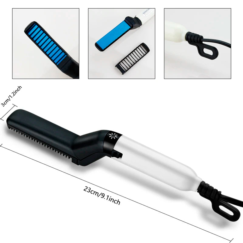 Electric Hair Comb Brush Beard Straightener Multifunctional Quick Men's Hair Straightening Iron Heated Hair Comb Show Cap Styler