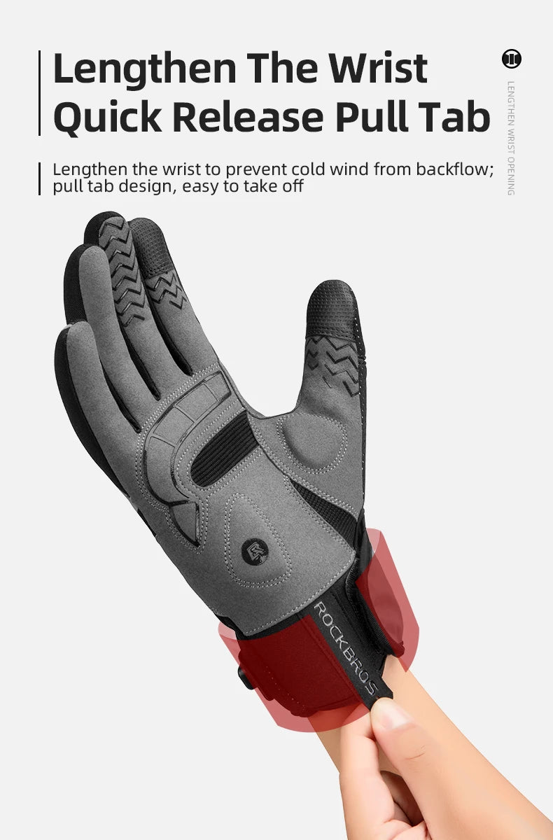 ROCKBROS Heated Winter Glove Cycling Gloves USB Electric Rechargeable Ski Gloves Touchscreen Motorcycle Riding Hiking Snow Glove