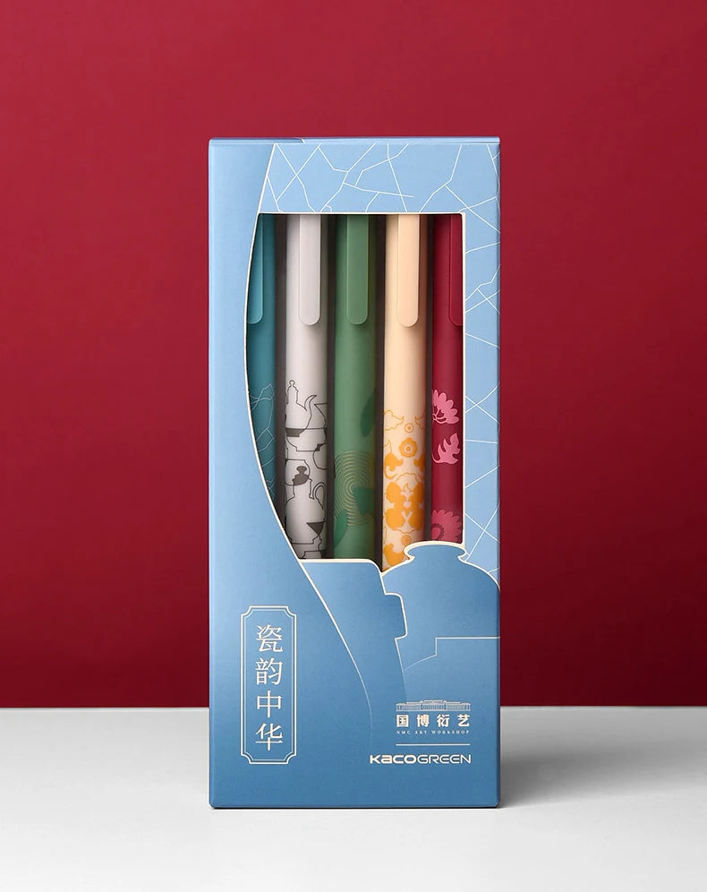 Kaco Retro Gel Pens 0.5MM Color Ink Joint Book Source Porcelain Rhyme China Series For School Office Student Writing Pen