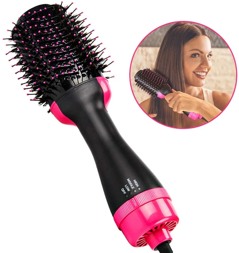 3 In 1 Electric Hair Straightener Brush Hair Curler Hair Dryer Brush Rotating Hot Air Comb Negative Ion Hair Styler Comb