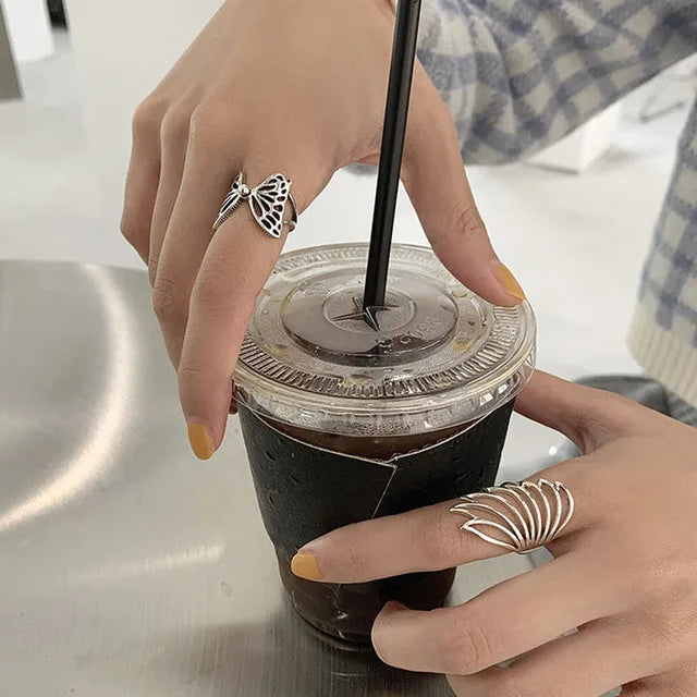 925 Sterling Silver Party Rings New Fashion Creative Hollow Butterfly Wings Wedding Bride Jewelry Gifts for Women