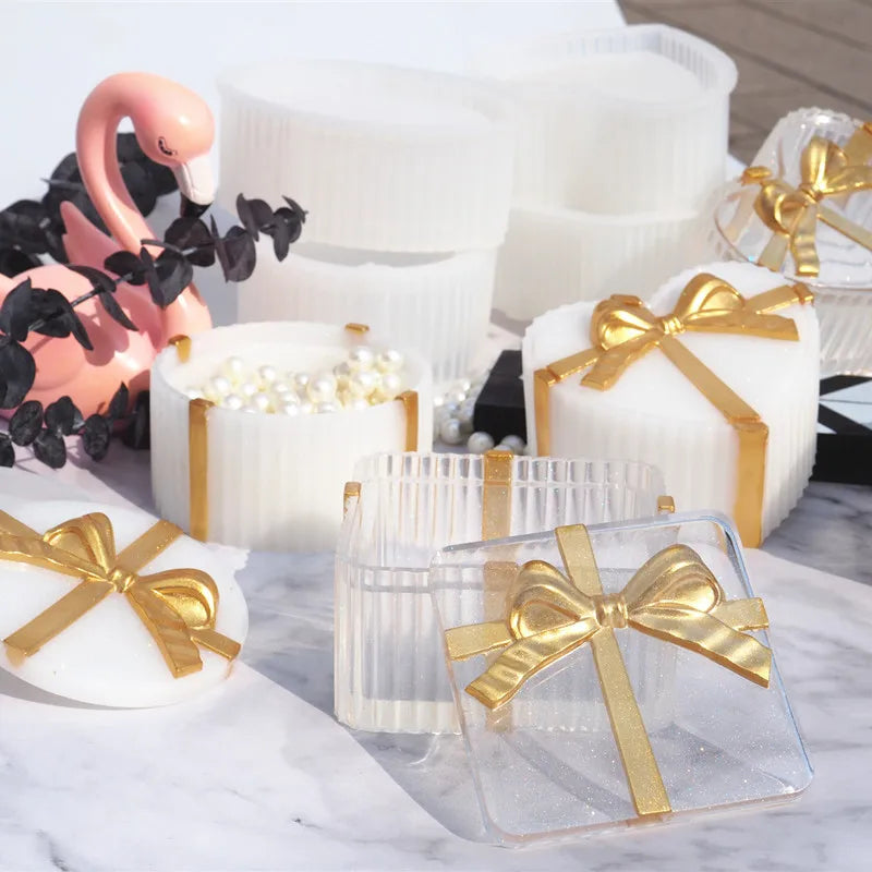 Love Storage Box Resin Crystal Silicone Mold DIY Bow Square Circular Oval Stripe Gift Gar Epoxy Mold Home Decoration Storage