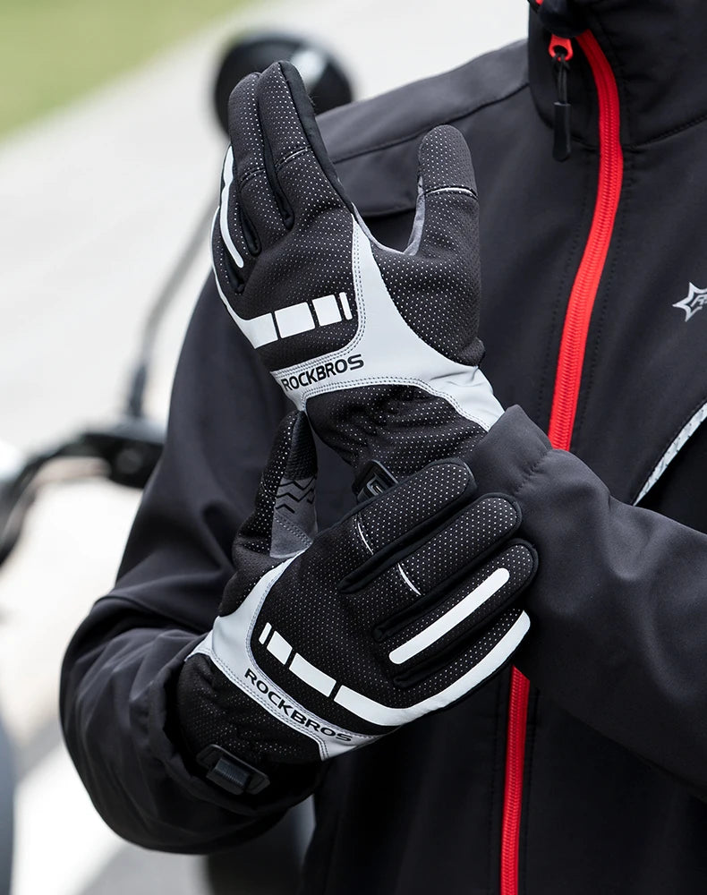 ROCKBROS Heated Winter Glove Cycling Gloves USB Electric Rechargeable Ski Gloves Touchscreen Motorcycle Riding Hiking Snow Glove