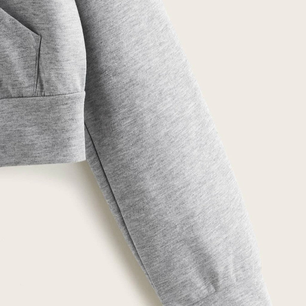 Draw String Zip Up Cropped Hoodies For Teen Girls Black White Gray Hooded Sweatshirts Harajuku Korean Fashion Crop Tops Jackets