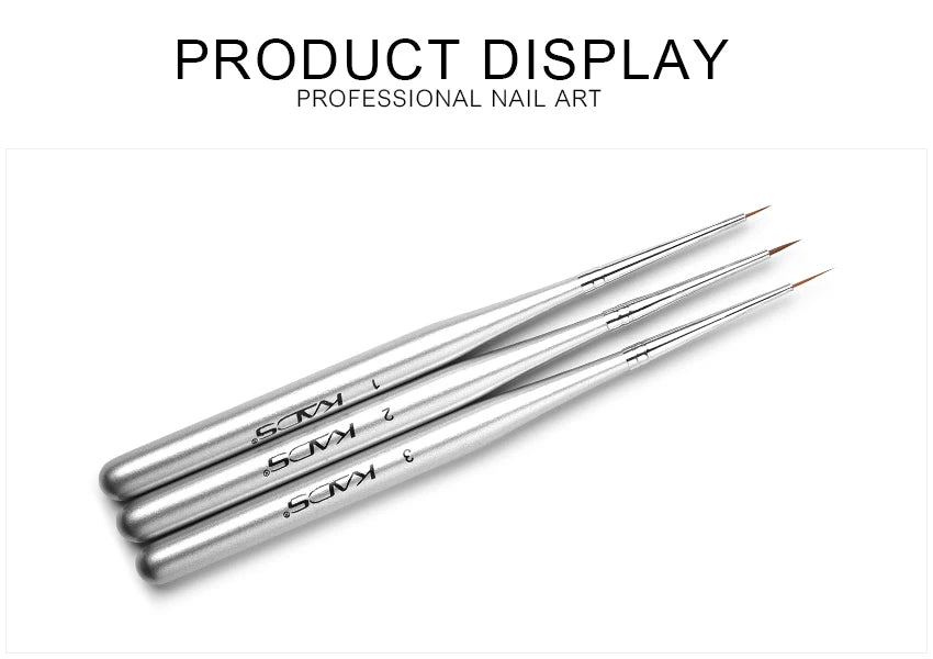 KADS 5*3Pcs Nail Art Liner Brush Set French Lines Stripe Flower Painting Pen Drawing Brush Wooden Handle Manicure Tools Silver