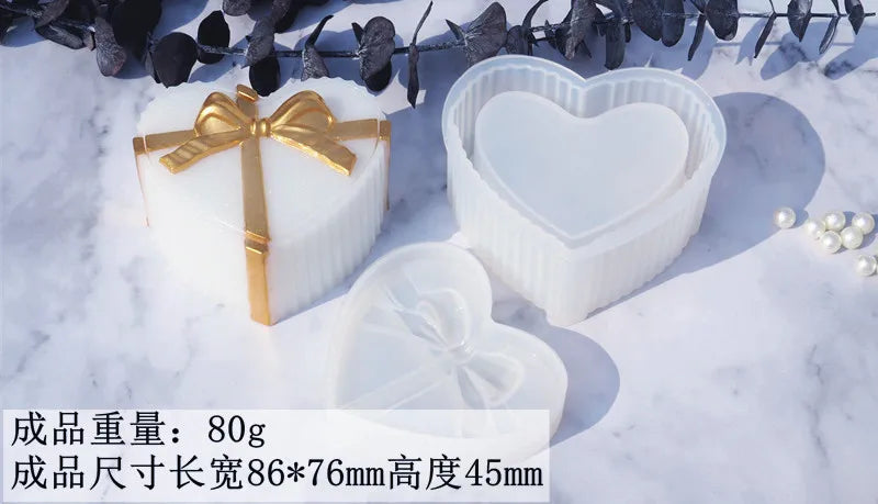 Love Storage Box Resin Crystal Silicone Mold DIY Bow Square Circular Oval Stripe Gift Gar Epoxy Mold Home Decoration Storage