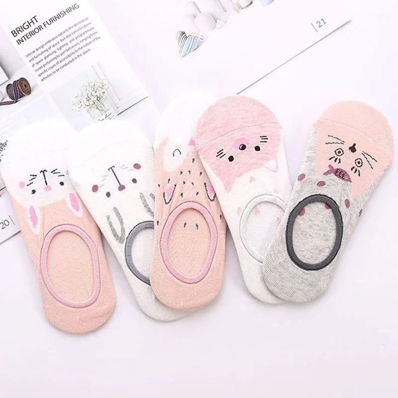 1 Pairs Cartoon Unicorn Cat Fox Socks Cute Animal Women Socks Summer Funny Short Ankle Socks Ladies Cotton Sock Dropship
