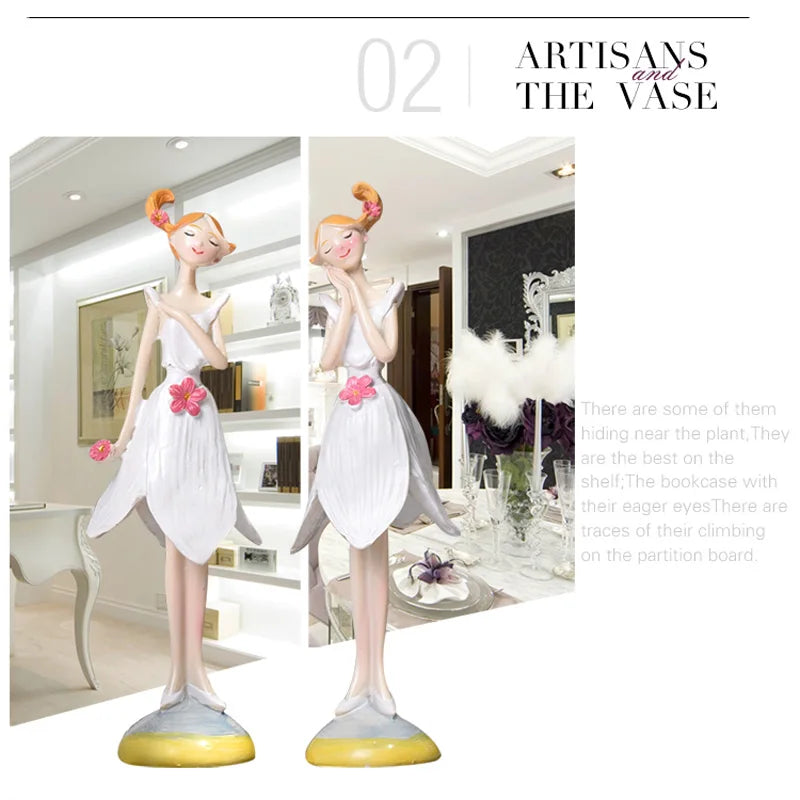 2pcs/set Beautiful Angel Resin Craft Fairy Figurines Wedding Gift Home Decoration hogar moderno fairy nordic garden angel