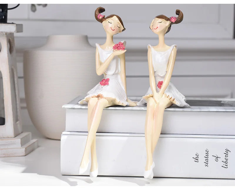 2pcs/set Beautiful Angel Resin Craft Fairy Figurines Wedding Gift Home Decoration hogar moderno fairy nordic garden angel
