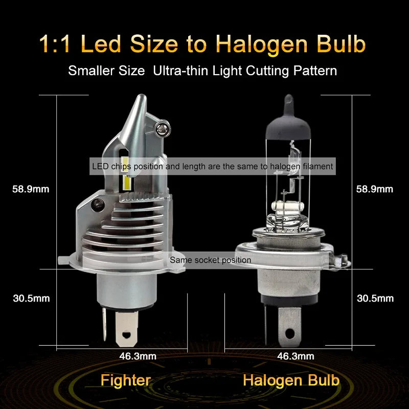 EURS H4 Led Car headlight Canbus Light Led H4 hi/lo beam 3000K 4300K 6000K fighter H4 Car Motorcycle Headlamp 12V 24V Auto lamps