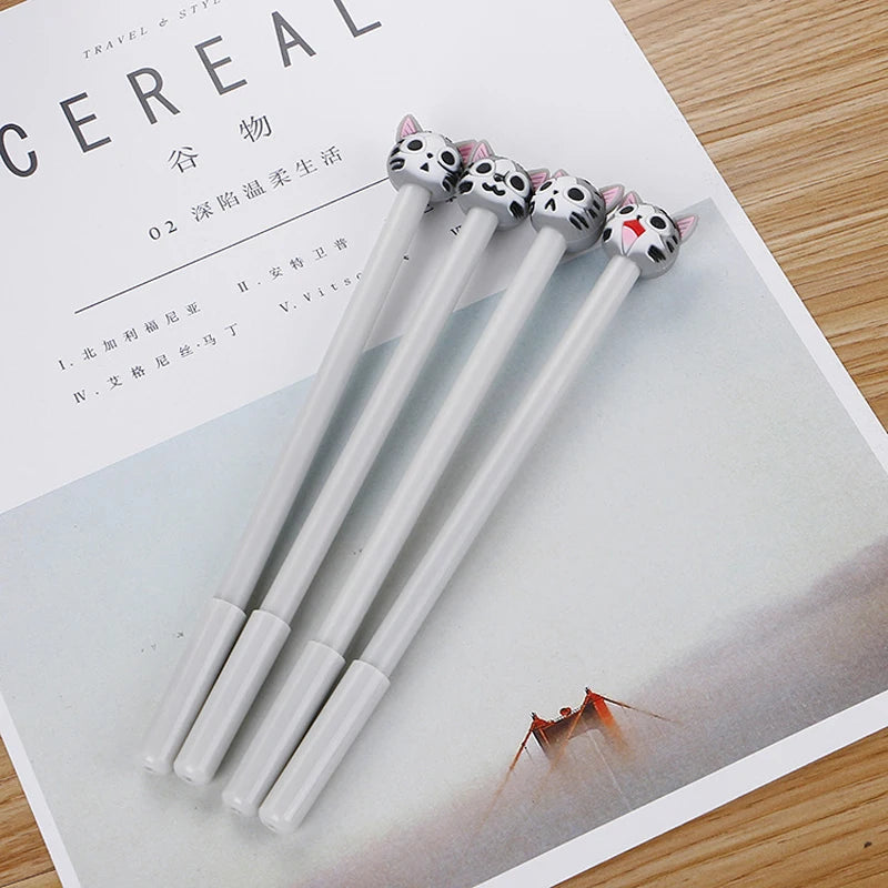 4 Pcs Cartoon Cute Cat Gel Pen High Quality Creative Writing Boligrafos Office Learning Stationery Supply School