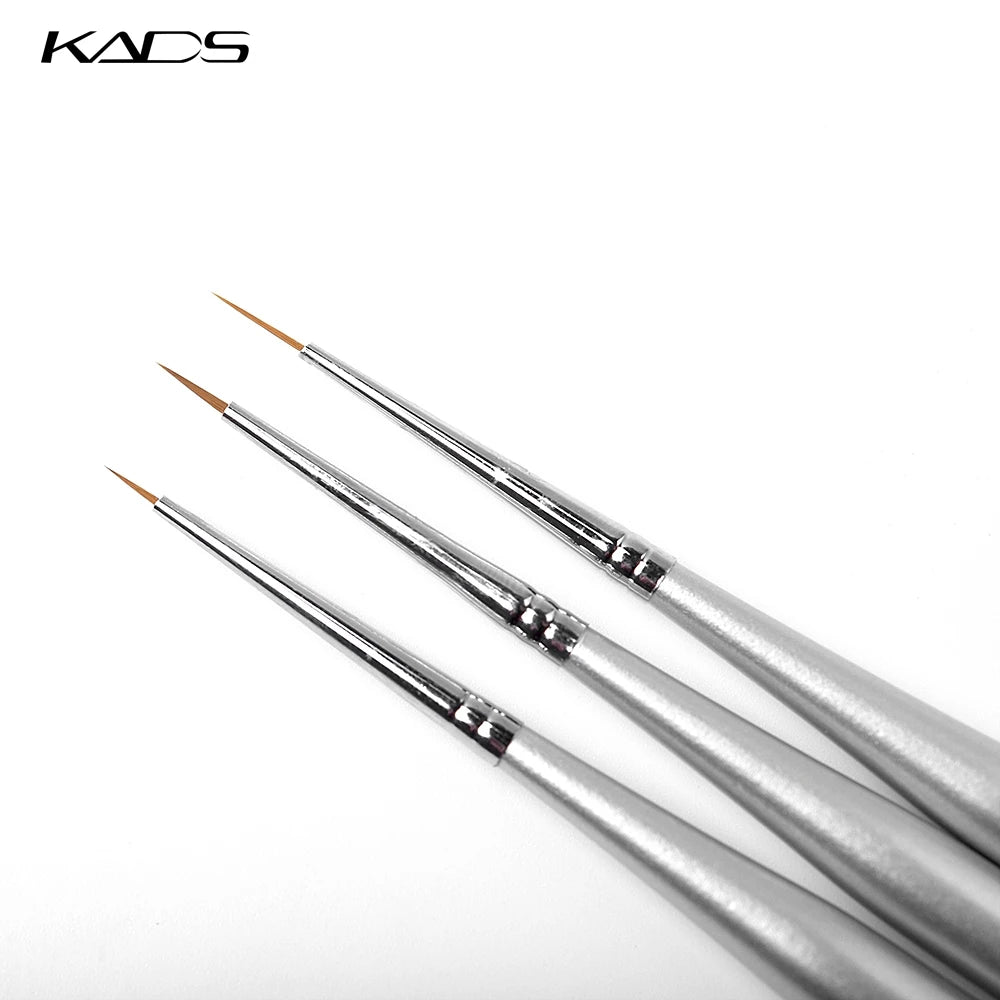 KADS 5*3Pcs Nail Art Liner Brush Set French Lines Stripe Flower Painting Pen Drawing Brush Wooden Handle Manicure Tools Silver