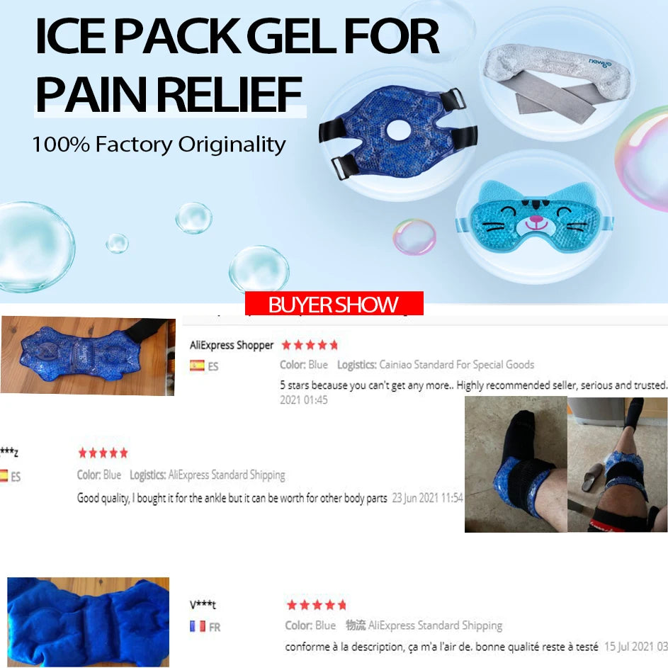 Reusable Ankle Brace Ice Pack for Hot Cold Therapy Flexible Gel Beads Foot Cooling Aid Sports Injuries Pain Relief Ankle Support