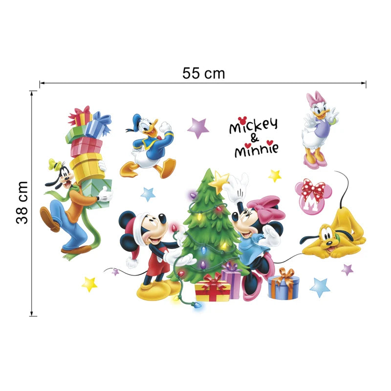 Cartoon Mickey Minnie Wall Stickers For Kids Room Bedroom Wall Decoration Movie Posters Door Sticker Gifts for kids