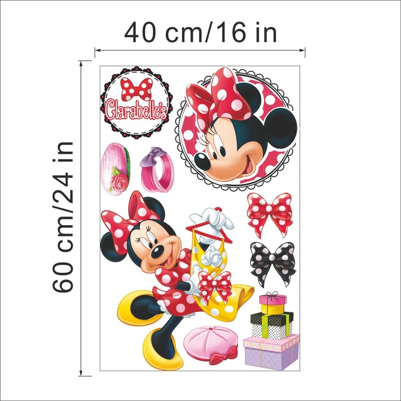 Cartoon Mickey Minnie Wall Stickers For Kids Room Bedroom Wall Decoration Movie Posters Door Sticker Gifts for kids