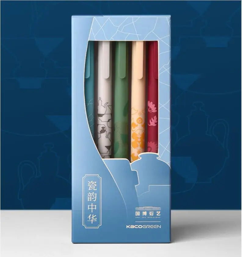 Kaco Retro Gel Pens 0.5MM Color Ink Joint Book Source Porcelain Rhyme China Series For School Office Student Writing Pen