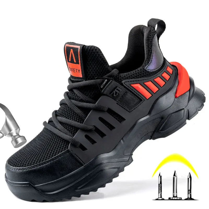 Genuine Leather Work Boots Winter Men Safety Shoes Plus Velvet Warmth Non-slip Steel Toe Cap Indestructible Work Shoes Designer