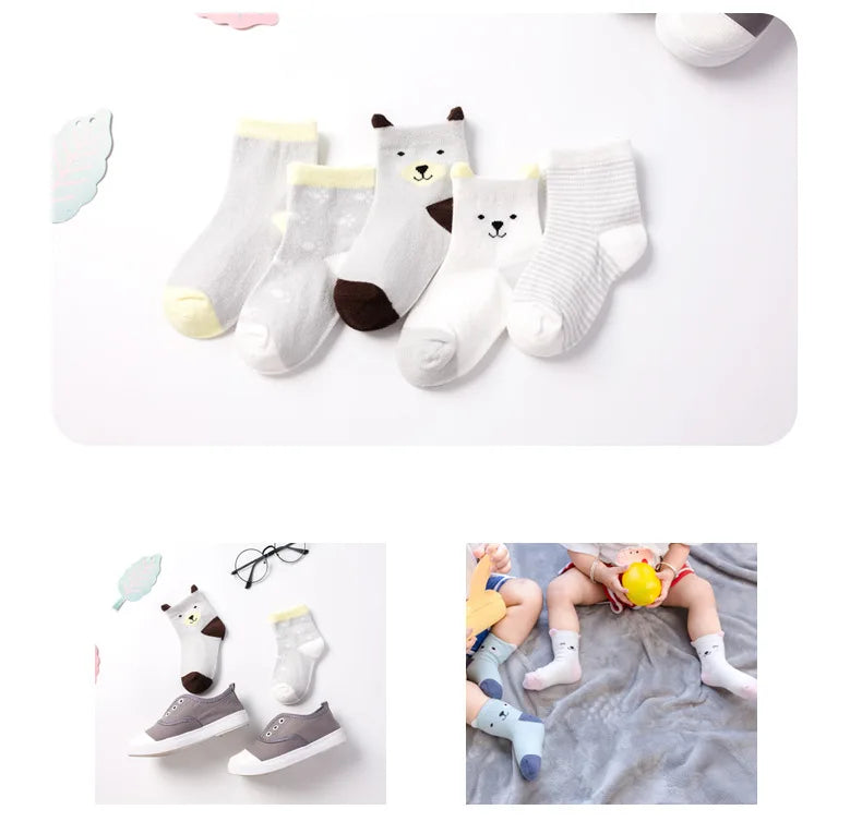 5 Pairs/Lot Kids Soft Cotton Socks Boy Girl Baby Infant Fashion Stripe Warm For Autumn Winter 0-8 Years Children Cartoon Sock