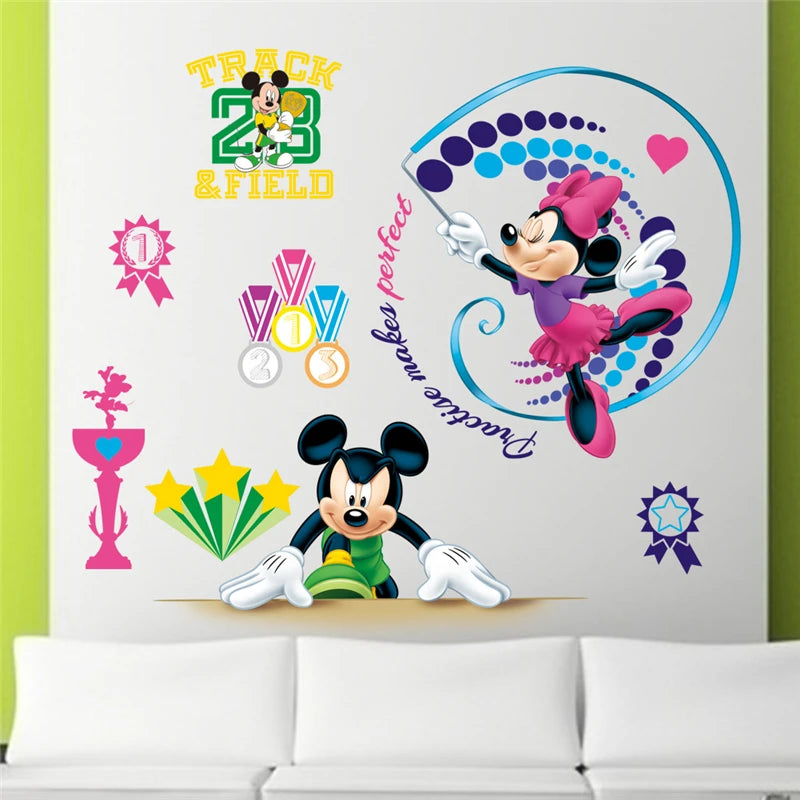 Cartoon Mickey Minnie Wall Stickers For Kids Room Bedroom Wall Decoration Movie Posters Door Sticker Gifts for kids