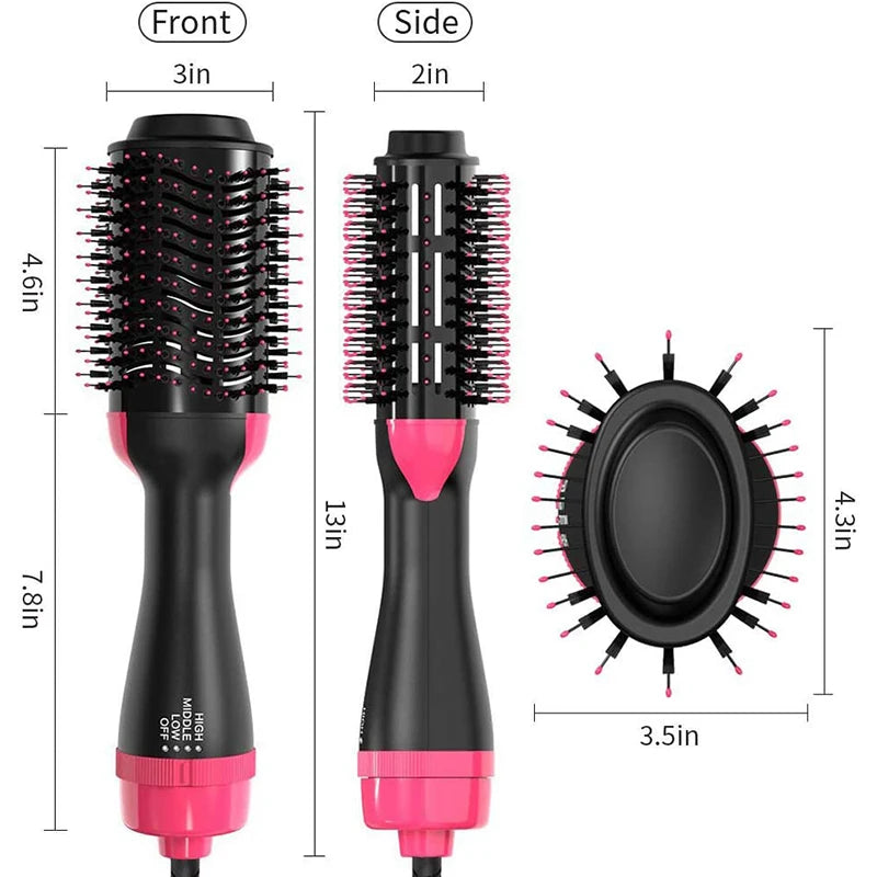 3 In 1 Electric Hair Straightener Brush Hair Curler Hair Dryer Brush Rotating Hot Air Comb Negative Ion Hair Styler Comb