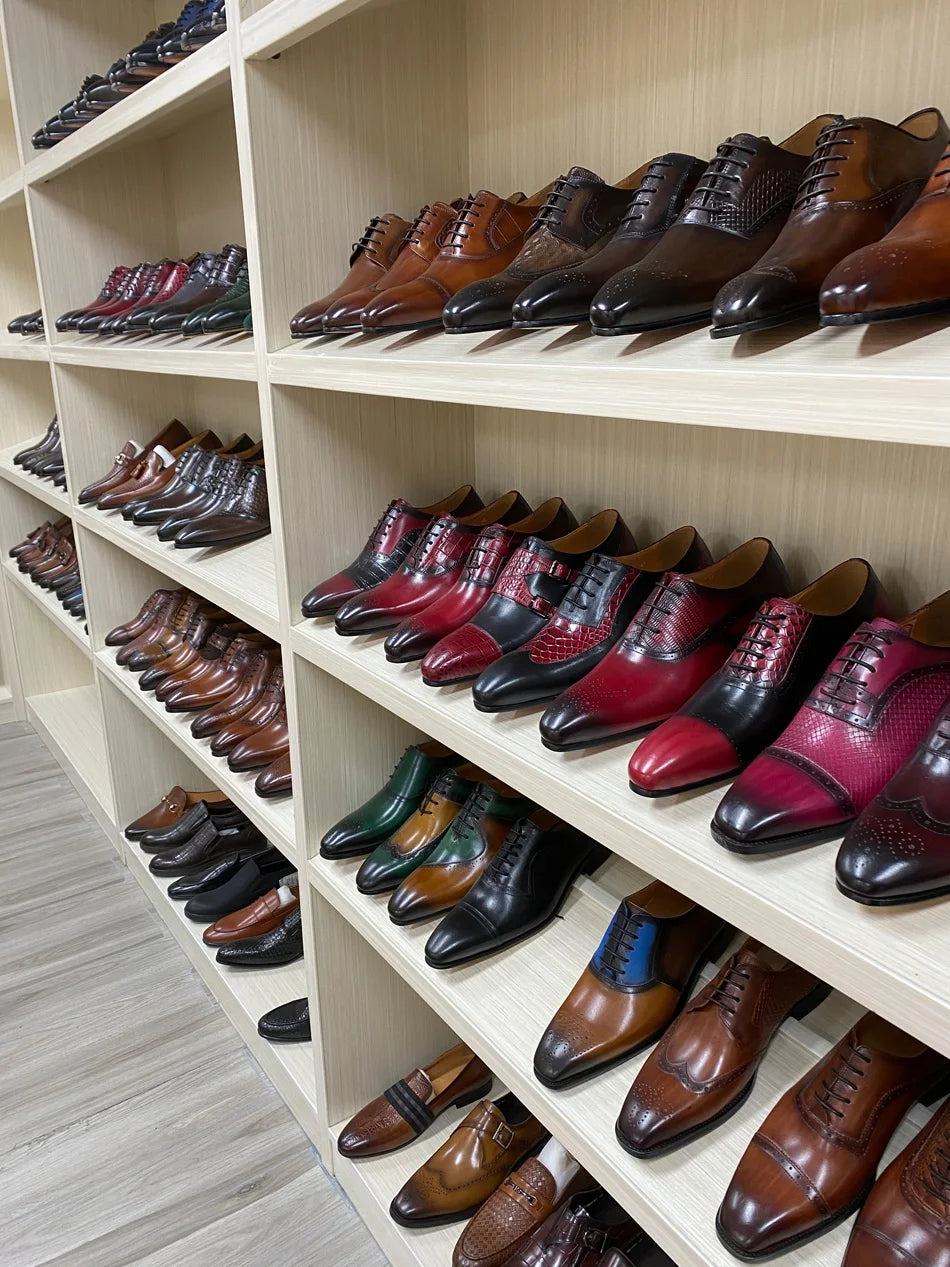 Luxury Brand Half Shoes for Men Genuine Leather Brown Blue Flat Mules Black Casual Shoes Mens Fashion Mocassin Homme Chaussure