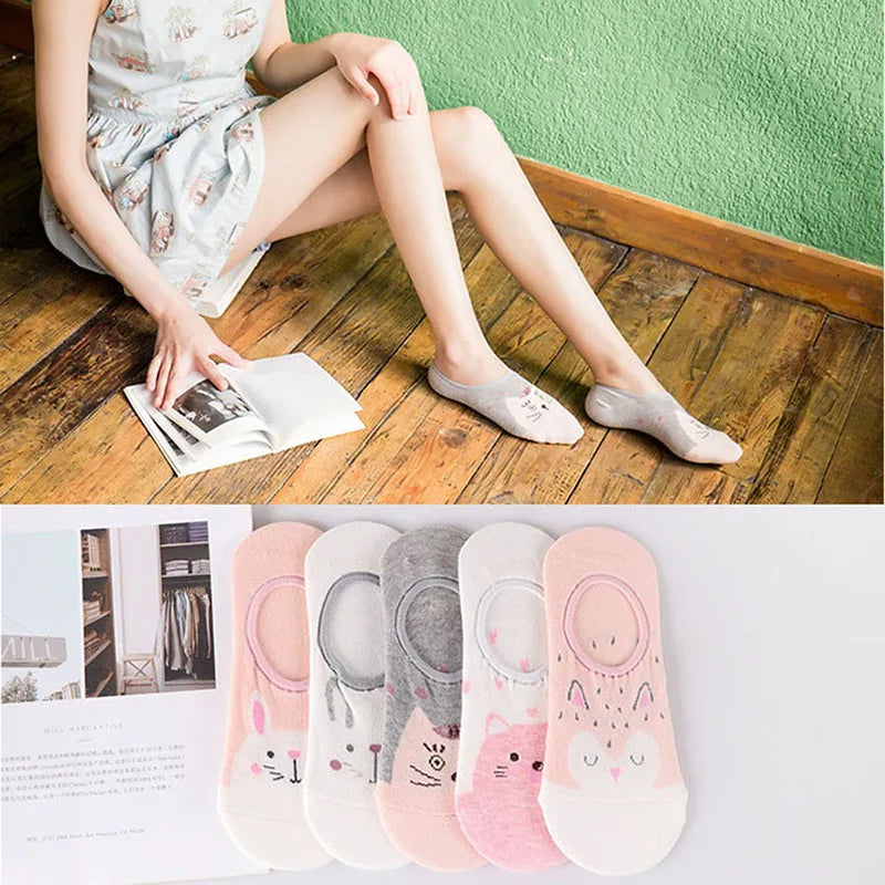1 Pairs Cartoon Unicorn Cat Fox Socks Cute Animal Women Socks Summer Funny Short Ankle Socks Ladies Cotton Sock Dropship
