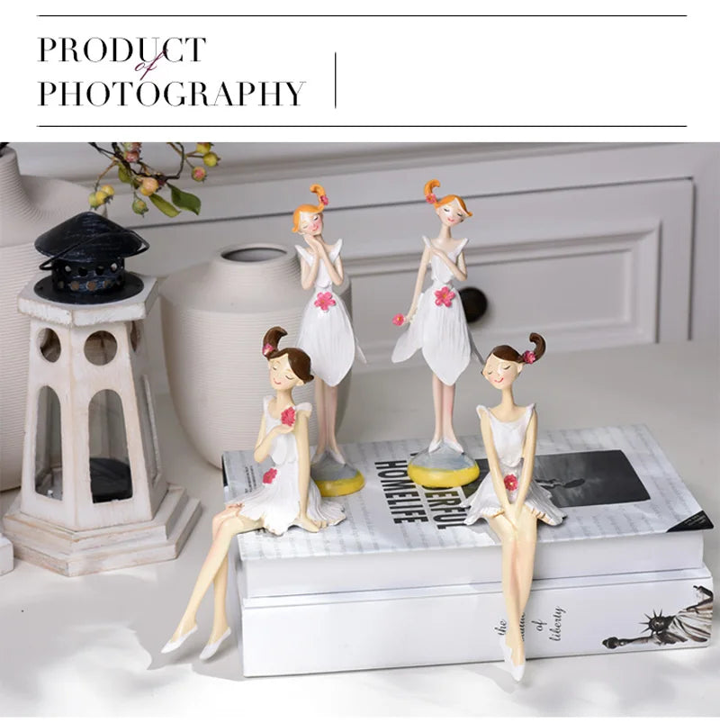 2pcs/set Beautiful Angel Resin Craft Fairy Figurines Wedding Gift Home Decoration hogar moderno fairy nordic garden angel