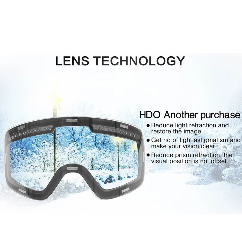 Magnetic Ski Goggles Winter Snow Sports Snowboard Goggles Anti-fog UV Protection Snowmobile Spherical Riding Skiing Eyewear Mask