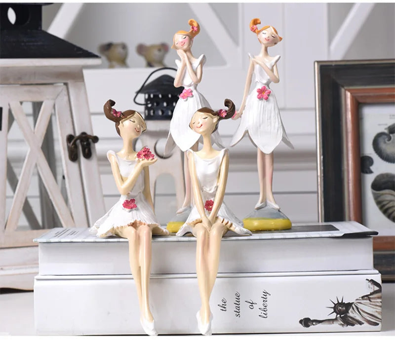2pcs/set Beautiful Angel Resin Craft Fairy Figurines Wedding Gift Home Decoration hogar moderno fairy nordic garden angel
