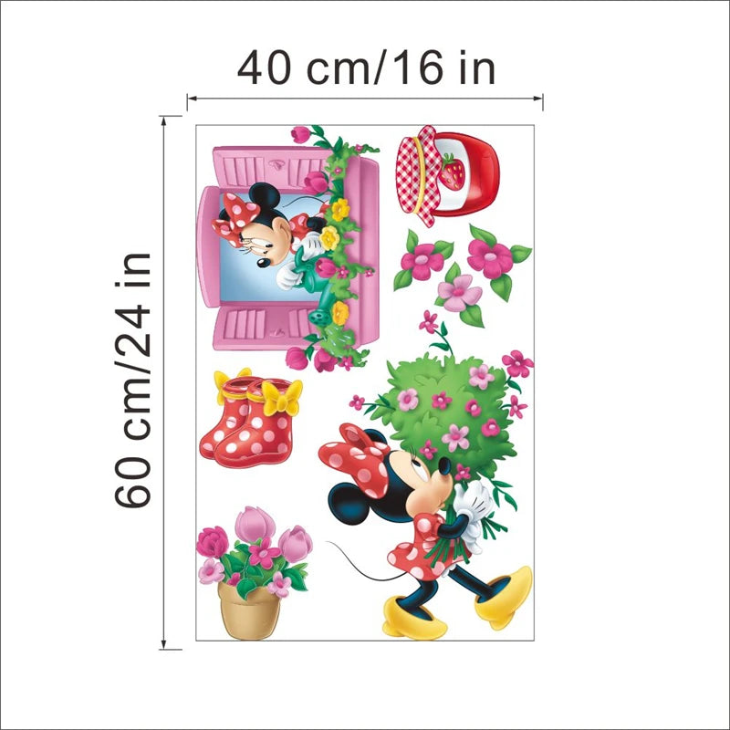 Cartoon Mickey Minnie Wall Stickers For Kids Room Bedroom Wall Decoration Movie Posters Door Sticker Gifts for kids