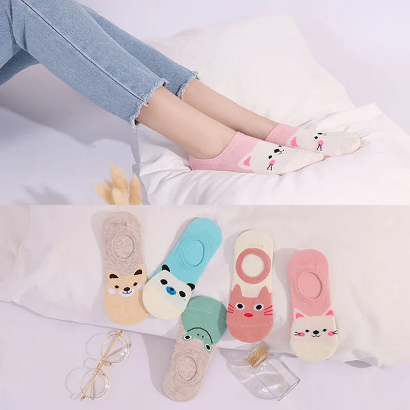 1 Pairs Cartoon Unicorn Cat Fox Socks Cute Animal Women Socks Summer Funny Short Ankle Socks Ladies Cotton Sock Dropship