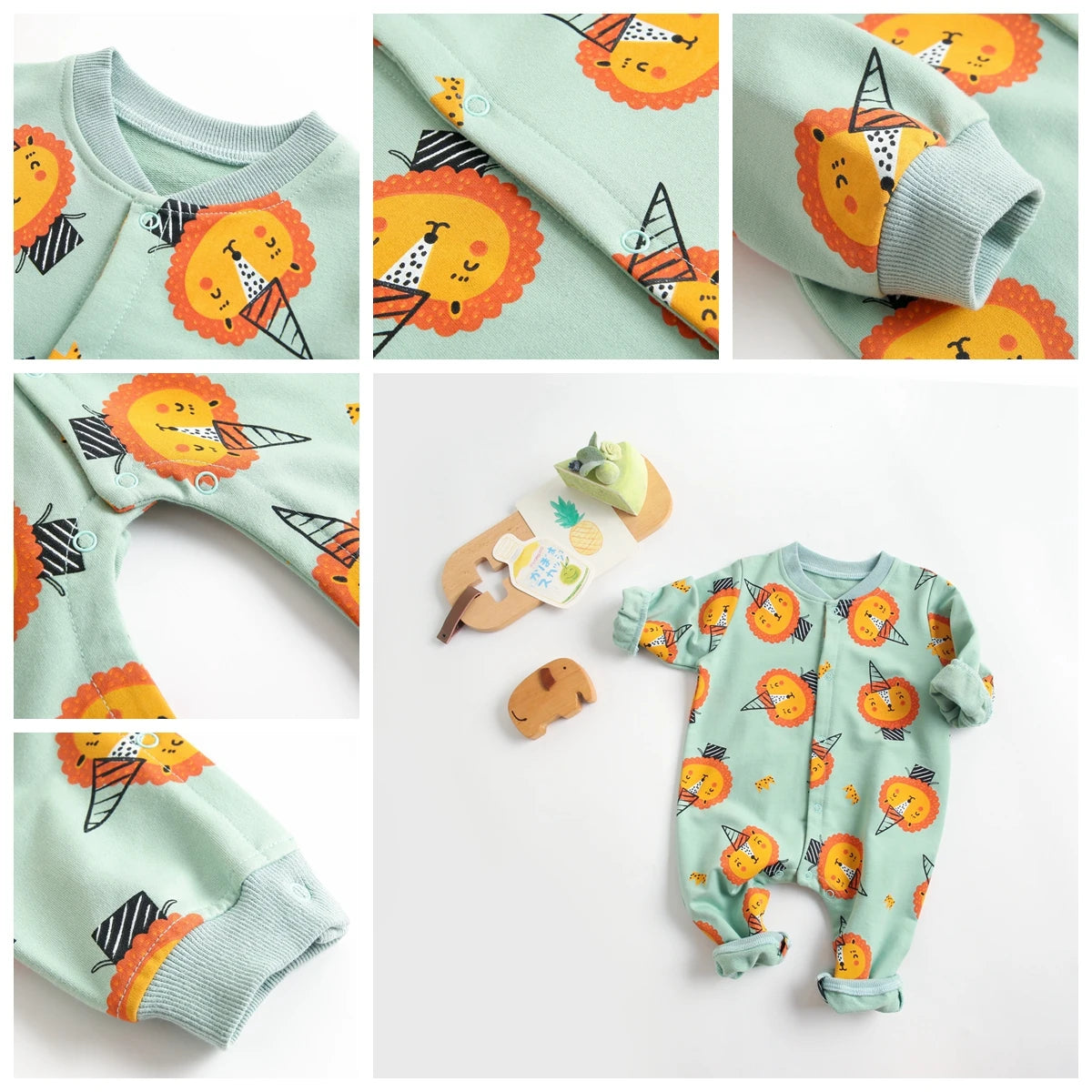 Sanlutoz Cartoon Baby Rompers Cotton Long Sleeve Infants Jumpsuits Cute Autumn Winter Toddler Clothes