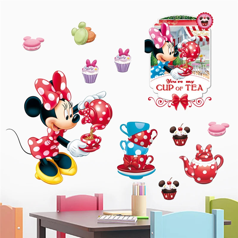 Cartoon Mickey Minnie Wall Stickers For Kids Room Bedroom Wall Decoration Movie Posters Door Sticker Gifts for kids