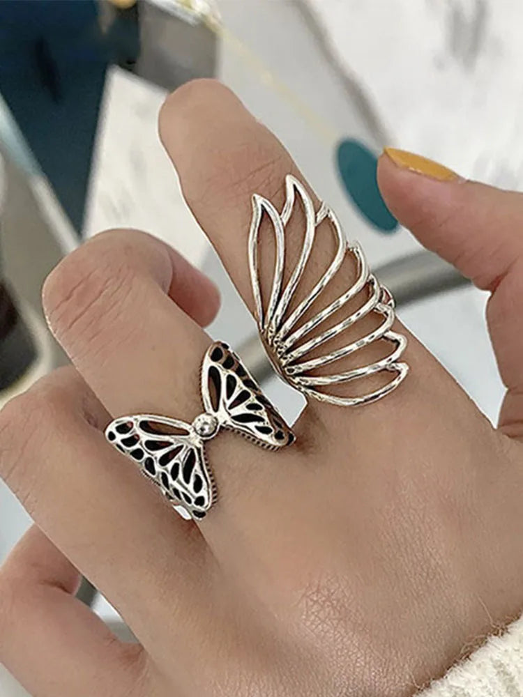 925 Sterling Silver Party Rings New Fashion Creative Hollow Butterfly Wings Wedding Bride Jewelry Gifts for Women