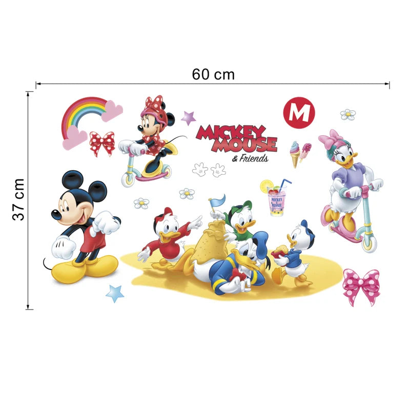 Cartoon Mickey Minnie Wall Stickers For Kids Room Bedroom Wall Decoration Movie Posters Door Sticker Gifts for kids