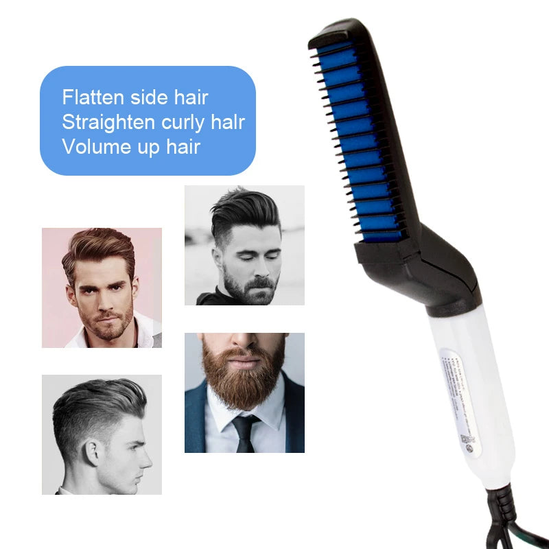 Electric Hair Comb Brush Beard Straightener Multifunctional Quick Men's Hair Straightening Iron Heated Hair Comb Show Cap Styler