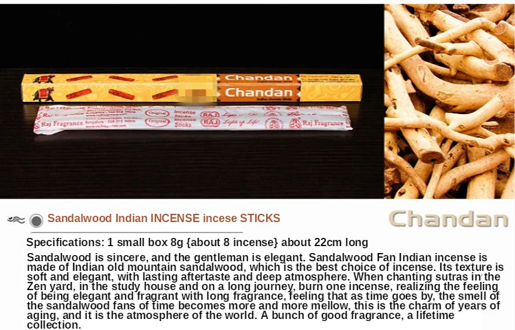 8pcs India Stick Incenses White Sage Sandalwood Natural Household Indoor Clean Air Indian Incense Sticks Yoga Buddhism 22cm