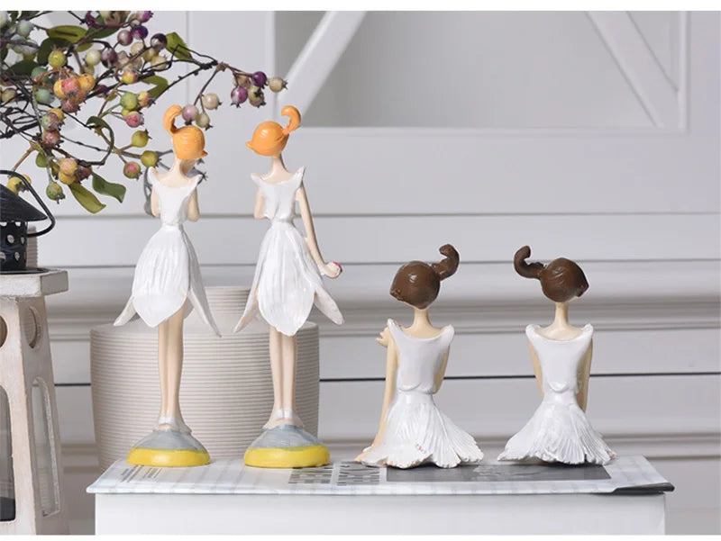 2pcs/set Beautiful Angel Resin Craft Fairy Figurines Wedding Gift Home Decoration hogar moderno fairy nordic garden angel