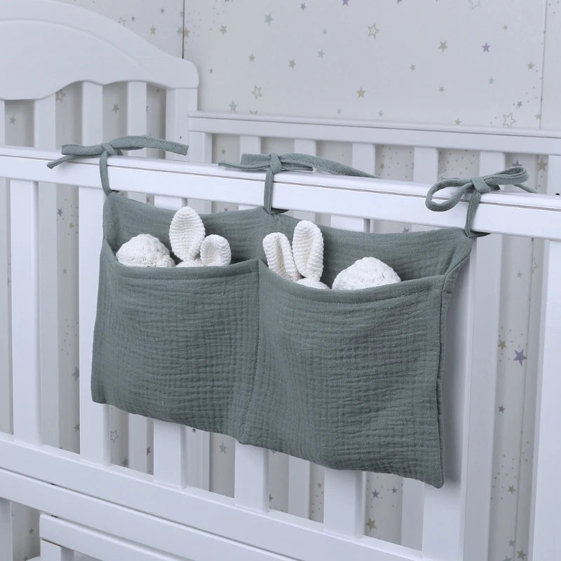 Baby Bed Hanging Storage Bags Cotton Newborn Crib Organizer Toy Diaper Pocket for Crib Bedding Set Accessories Nappy Store Bags