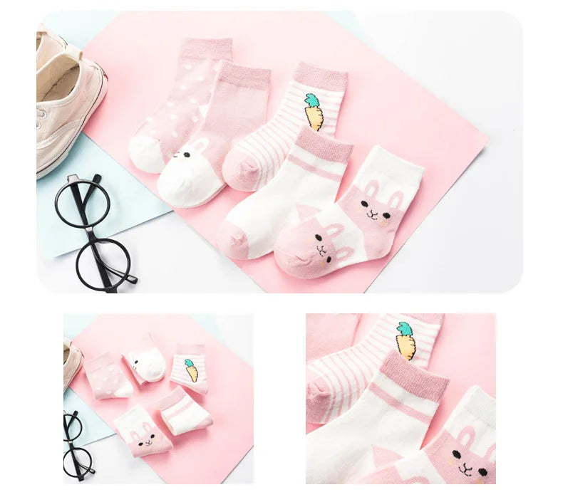 5 Pairs/Lot Kids Soft Cotton Socks Boy Girl Baby Infant Fashion Stripe Warm For Autumn Winter 0-8 Years Children Cartoon Sock
