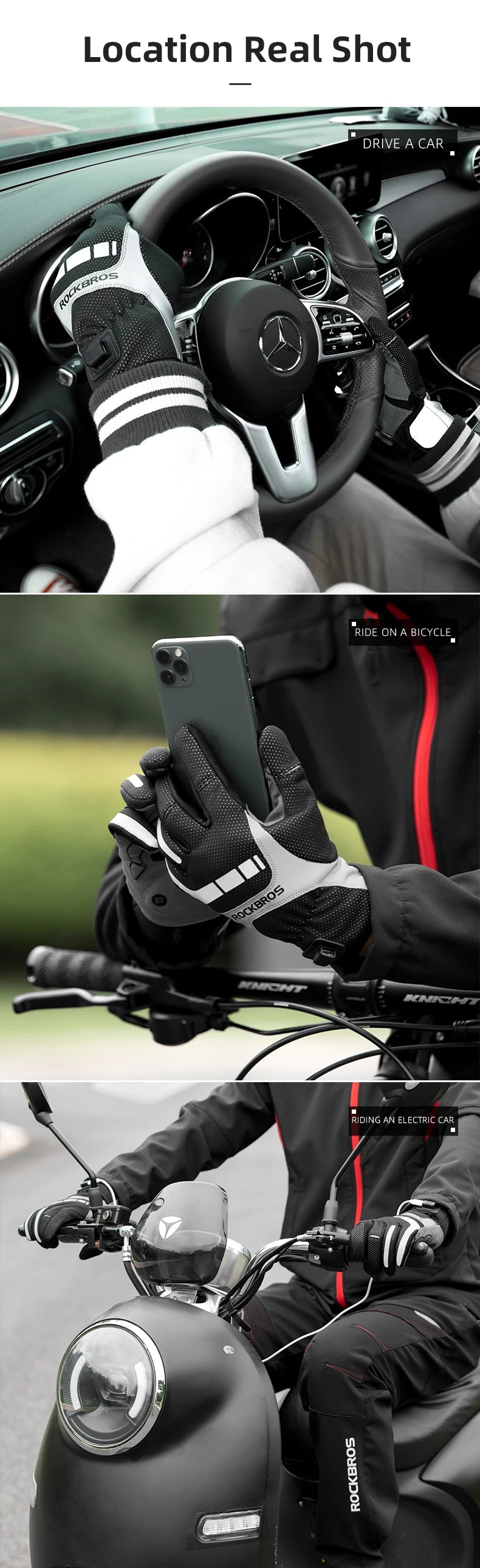 ROCKBROS Heated Winter Glove Cycling Gloves USB Electric Rechargeable Ski Gloves Touchscreen Motorcycle Riding Hiking Snow Glove